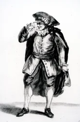 O traje de Arnolphe, da Escola de Esposas de Moliere