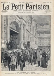 O sorteio: os conscritos da turma de 1892 na prefeitura de Paris. Um dos jornais " Le petit Parisien" em 5/02/1893 (gravura)