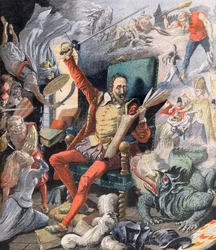 O sonho de Dom Quixote. Le Reve de Don Quixote (Miguel De Cervantes) - Ilustração para Le petit Journal, 21 de maio de 1905.