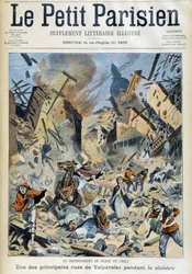O terramoto no Chile: Valparaiso durante o desastre - em "O pequeno parisiense" de 09/09/1908