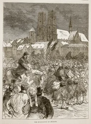A evacuação de Orleans, em dezembro de 1870, ilustração de Cassells História da Guerra entre a França e a Alemanha, 1870-1871