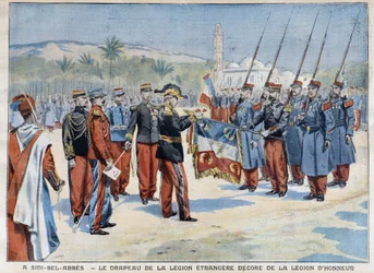 A bandeira da Legião Estrangeira decorada em Sidi-Bel-Abbes - no "Le Petit Parisien" de 29/04/1906