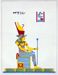 A deusa Neith, ilustração do panteão egípcio: coleção de personagens mitológicos do antigo Egito por Jean-François Champollion, publicado em 1986