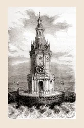 O farol Cordouan original do século XVII, perto da foz do estuário da Gironda na França, de 