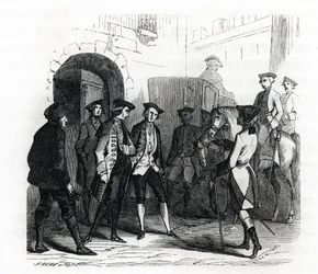 Os prisioneiros de Vincennes foram transferidos para a prisão da Bastilha em 1784 - (gravura) 1846