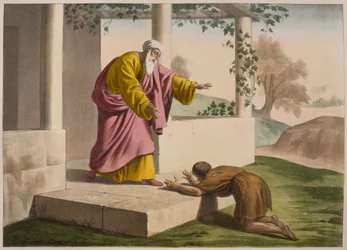 O retorno do filho pródigo, ilustração de um catecismo LHistoire Sainte, publicado por Charles Delagrave, Paris, final do século XIX