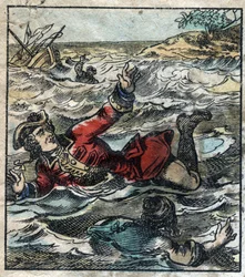 O afundamento de Lemuel Gulliver. Ilustração para "Gulliver