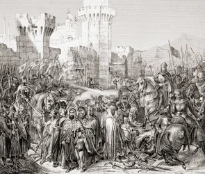 A rendição do Acre a Filipe II da França, chamado Philip Augustus, durante a Terceira Cruzada, de L