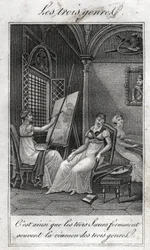 Os três géneros. Mulher Pintora, músico e leitora.