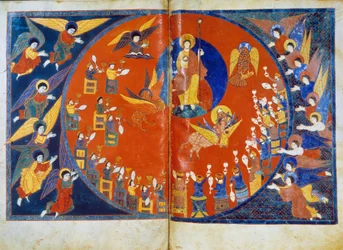 A visão de São João Miniatura deriva dos comentários de "O Apocalipse segundo São João" escritos em 775 pelo monge Beato de Liebana