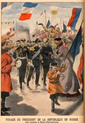 A visita do Presidente Loubet da França à Rússia - Viagem do Presidente da República Emile Loubet à Rússia. Os marinheiros em São Petersburgo. Jornal Le Petit, 8 de junho