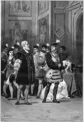 Representação teatral: "Hernani" de Victor Hugo (1802-1885), acto III cena 6. Paris, Comedie Francaise