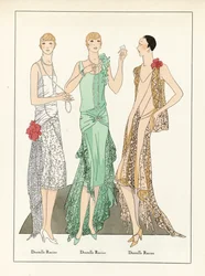 Three Designs for Lace Dresses, pub.c1923 (impressão em pochoir)