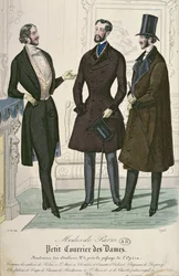 Três jovens elegantes, 1841 (gravura a cores)