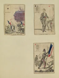 Três cartas de baralho comemorando os heróis de julho de 1830, 1831