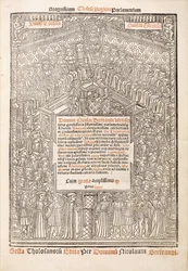 Página de rosto mostrando o Parlamento de Toulouse, 1515