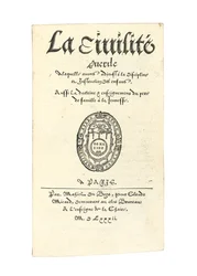 Página de rosto de &39;A civilidade pueril à qual adorávamos a disciplina e a instrução das crianças. Também A doutrina e os ensinamentos do pai de família aos jovens &39;por Desiderius Erasmus