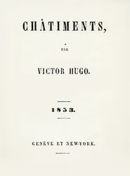 Página de título de Les Chatiments (1853) de Victor Hugo (1802-85), publicado em Geneve e Nova York, 1853