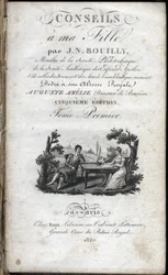Página de título de "Dicas para a minha filha" de Jean Nicolas Bouilly (1763-1842). 1820. Colecção privada.