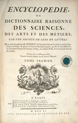 Página de título do primeiro volume da Enciclopédia por Denis Diderot e Jean le Rond dAlembert, 1751