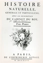 Título da História Natural, Geral e Particular de Buffon, Paris, 1749