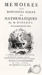 Página de título de "Memórias sobre diferentes assuntos da matemática", 1748