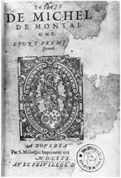 Título da primeira edição de Essais de Michel de Montaigne (1533-92) 1580