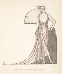 Um vestido de noite de valor, de uma coleção de placas de moda