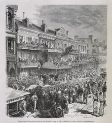 Uma rua em Nova Orleans no dia da eleição de 1875 - em "Le Tour du Monde", 2º sem. 1876