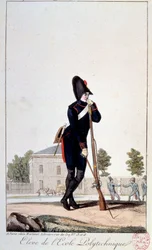 Uniforme: um estudante da Escola Politécnica no século XIX. Estampas do século XIX. Paris, Musee Carnavalet