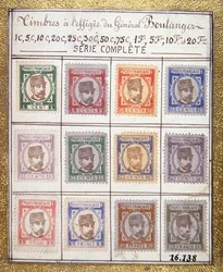 Projeto não realizado de selos com o General Boulanger (cor litho)