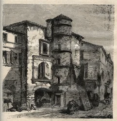 Uzes - le vieux chateau -Gard - França - gravura em "PATRIE" - DESCRIÇÃO PECTUREQUIREQUE DE LA FRANCE EN 6 VOLUES BY LUCIEN HUARD - final do século XIX