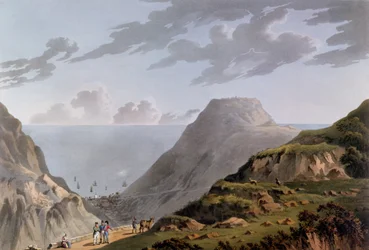 Vista de Jamestown e o caminho que leva a Longwood, c.1821