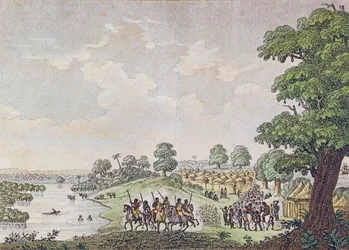 Vista de Joal, porto de comércio no Reino do Seno, Senegal, c.1810