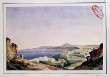 Vista de Oran do velho Kasbah, c.1830 (wc no papel)