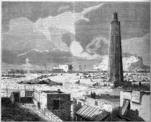 Vista da cidade de Aden, capital do Iêmen, em 1861. Gravura em "Le Monde Illustré" n°242 de 30 de novembro