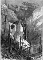 Vista do profano e do forte de Finstermunz (1471). Tirol, Suíça