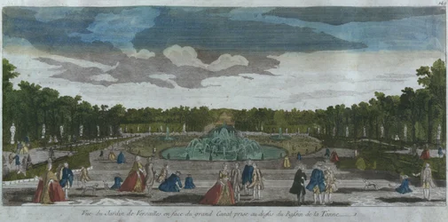 Vista, de, a, jardim, frente, a, canal grandioso, visto, de, a, chafariz, de, latona, versalhes, frança