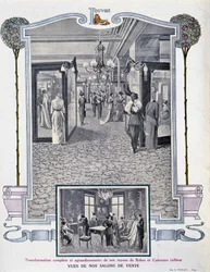 Vista das feiras de venda da loja "Au Louvre".