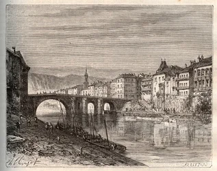 Villeneuve-sur-Lot (Villeneuve sur Lot) - departamento de Lot-et-Garonne - gravura em "La France illustree: geography, history, statistical administration" de V.-A. Malt-Brown. 1884