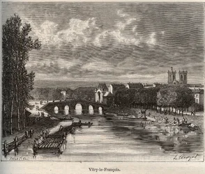 Vitry-le-Francois (Vitry le François) do departamento de Marne - gravura em "La France illustree: geography, history, statistical administration" de V.A. Malt-Brown. 1884