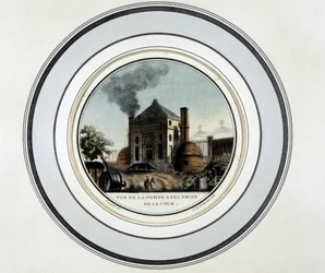Vue de la Pompe a Feu prise de la cour - litografia em "Vista pitoresca dos principais edifícios de paris" pelo Sargento