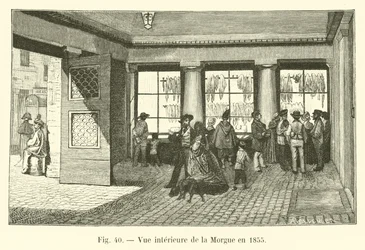 Vista interior do necrotério em 1855