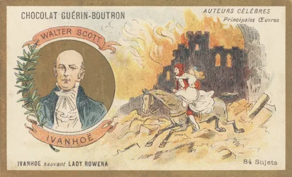 Walter Scott (1771-1832), poeta, escritor e historiador escocês, autor de "Ivanhoe", romance (1819)
