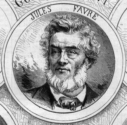 Guerra de 1870 - Governo da Defesa Nacional: retrato de Jules Favre (1809-1880), membro do governo provisório de 1870. Gravura em «Le Monde illustré» n.º 706 de 22 de outubro