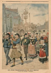 Dia do casamento em Plougastel, Bretanha, ilustração do Le Petit Journal, suplemento ilustre, 27 de janeiro de 1907