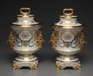Balde de sorvete branco e dourado, fábrica de Jacob-Petit