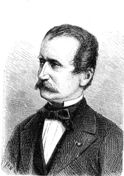 Wilhelm ENGERTH (1814-1884), engenheiro austríaco, projetista da primeira locomotiva de montanha. Gravura de 1867