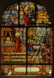Janela Charnier-10 representando maná do céu; Cristo e o Anfitrião