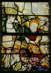Janela que representa Santo Eustáquio (como Placidus) encontrando o veado (vitral)
